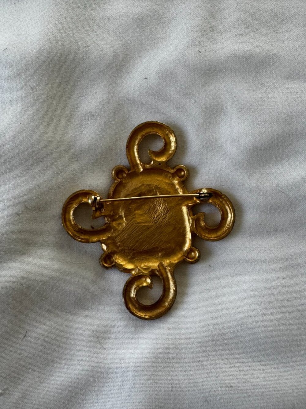 Vintage Large Gold Intaglio Roman Solider Cameo Coin Pendant Brooch Pin - Picture 4 of 7